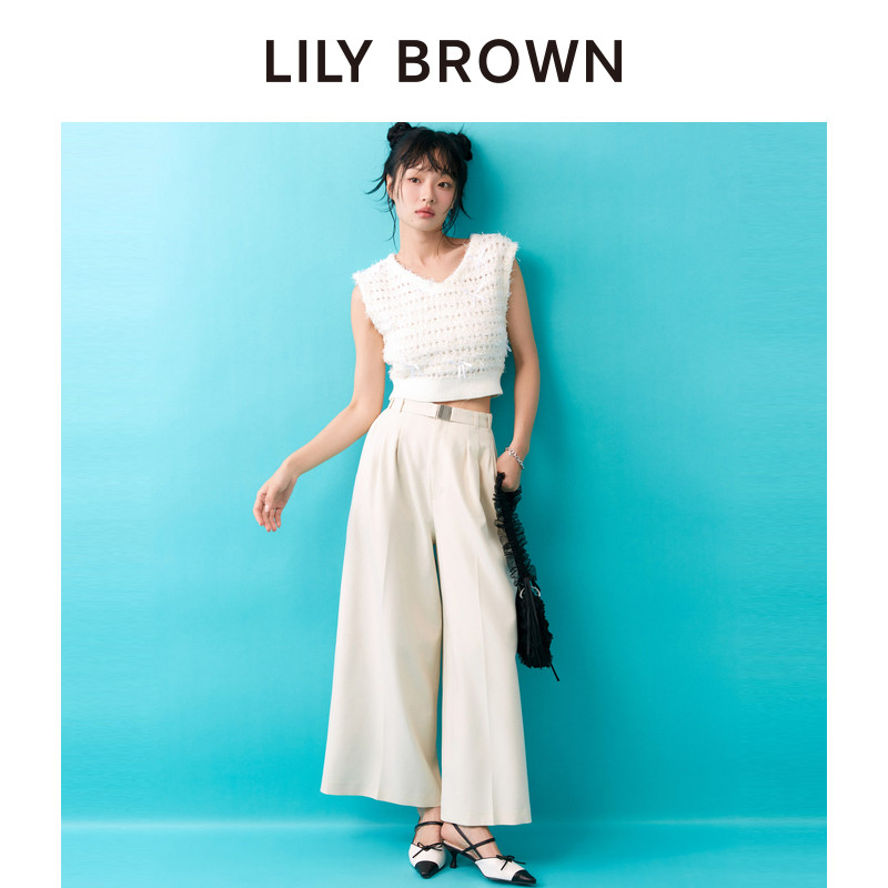 LILY BROWN春夏款 气质微闪高腰直筒阔腿长裤LWFP251045,女装/女士精品,休闲裤,淘宝优惠券,粉丝福利购,淘宝优惠卷
