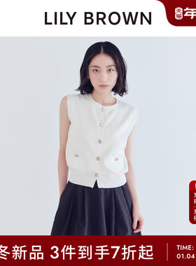 LILY BROWN2025秋冬新品小香风圆领无袖针织开衫上衣LWNT254206