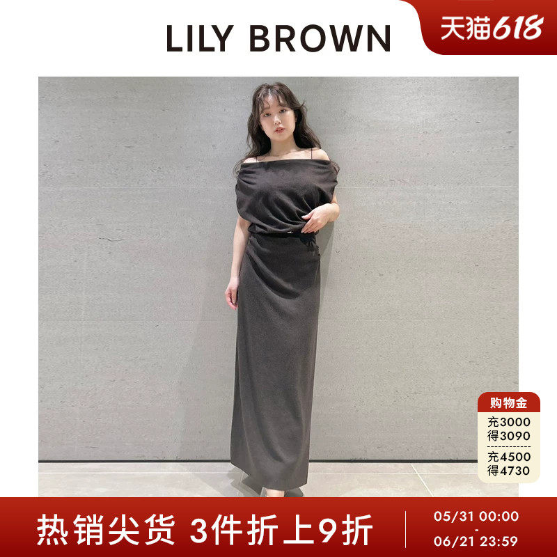 LILY BROWN秋冬款无袖露肩收腰腰带针织连衣裙LWNO254069