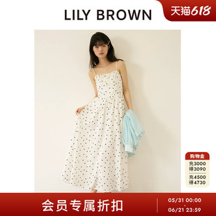 LILY BROWN2026春夏新品度假风吊带高腰A字波点连衣裙LWFO262117