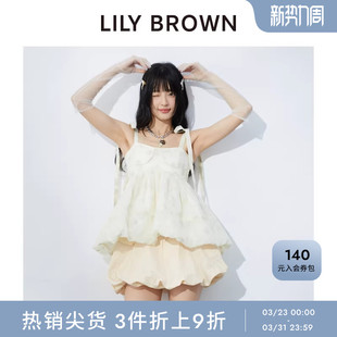 LILY 甜美公主蝴蝶结系带露背上衣LWFT251074 BROWN春夏款