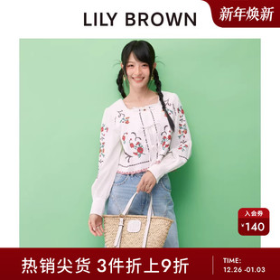 LILY 复古刺绣花朵方领花边短外套LWFJ251181 BROWN春夏款