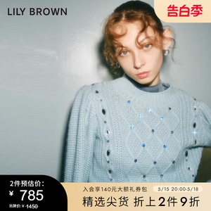 LILY BROWN秋冬款 CANDY钻饰甜美蝴蝶结针织毛衣LWNT235805