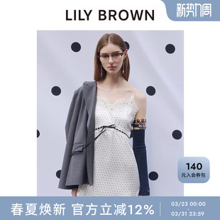 LILY 纯欲风收腰蕾丝缎面吊带连衣裙LWFO261110 BROWN2026春夏新品
