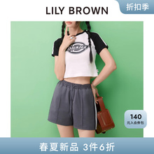 LILY BROWN2025春夏新品条纹松紧腰百搭运动休闲短裤LWCP251175