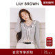 LILY 上衣LWNT261076 针织衫 BROWN2026早春新品 V领荷叶边拼接修身