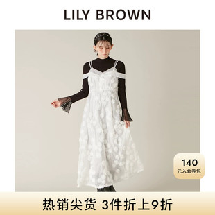 LILY BROWN秋冬款立体花朵蕾丝吊带收腰连衣裙LWFO255152