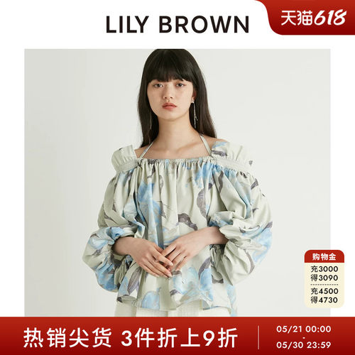 1字领灯笼袖衬衫上衣LILYBROWN