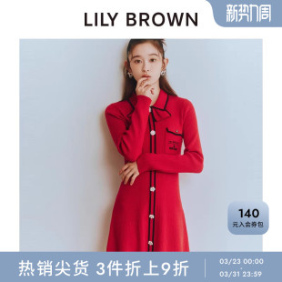QUANT气质翻领针织连衣裙LWNO255026 MARY LILY BROWN秋冬款