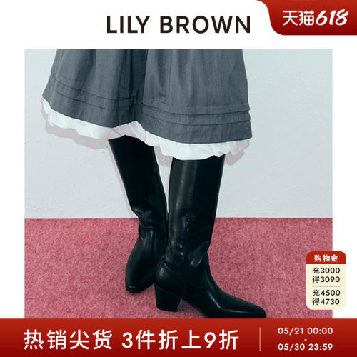 LILYBROWN仿皮搭扣高筒时装靴