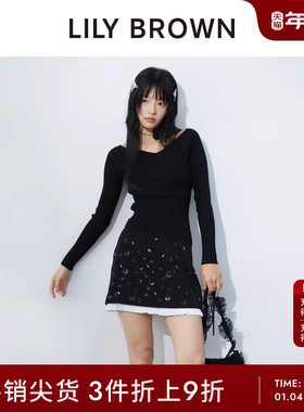 LILY BROWN春夏款 纯色简约V领修身针织打底衫LWNT251091