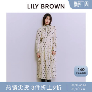 LILY 优雅蝴蝶结系带收腰百褶连衣裙LWFO255001 BROWN秋冬款