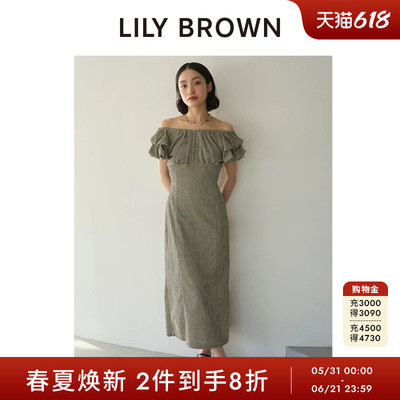LILYBROWN泡泡袖圆领修身连衣裙