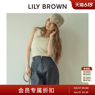 LILY BROWN2026春夏新品百搭无袖圆领烫钻蕾丝边背心LWCT262842