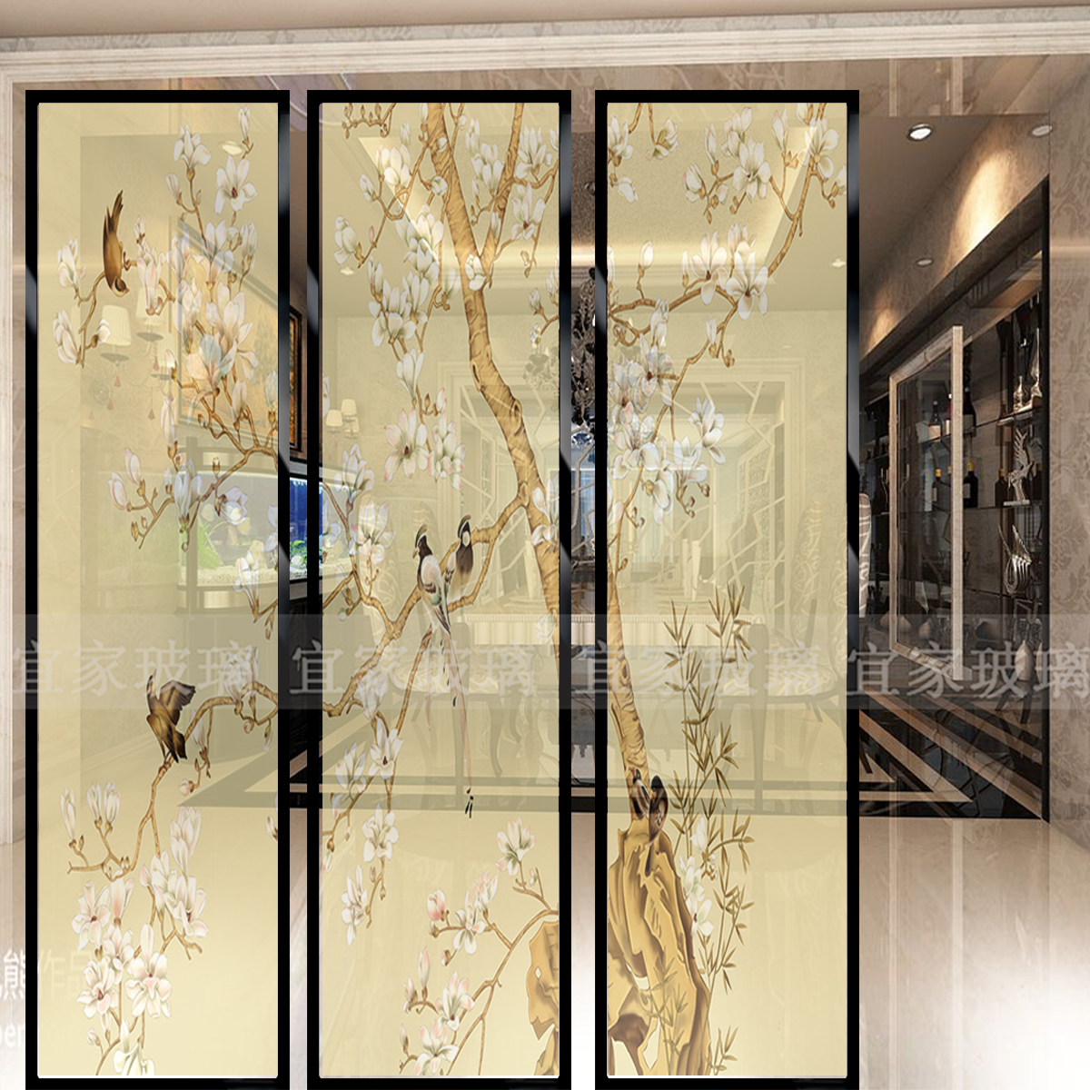 玄关隔断艺术玻璃上海夹胶防爆