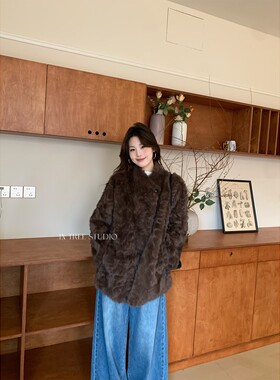 2026中长款皮毛一体立领时尚毛毛外套环保小胡羊冬季保暖女装外套