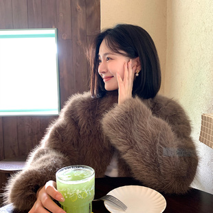 2024冬季新款环保皮草外套女中长款狐狸毛立领显瘦毛毛大衣女款
