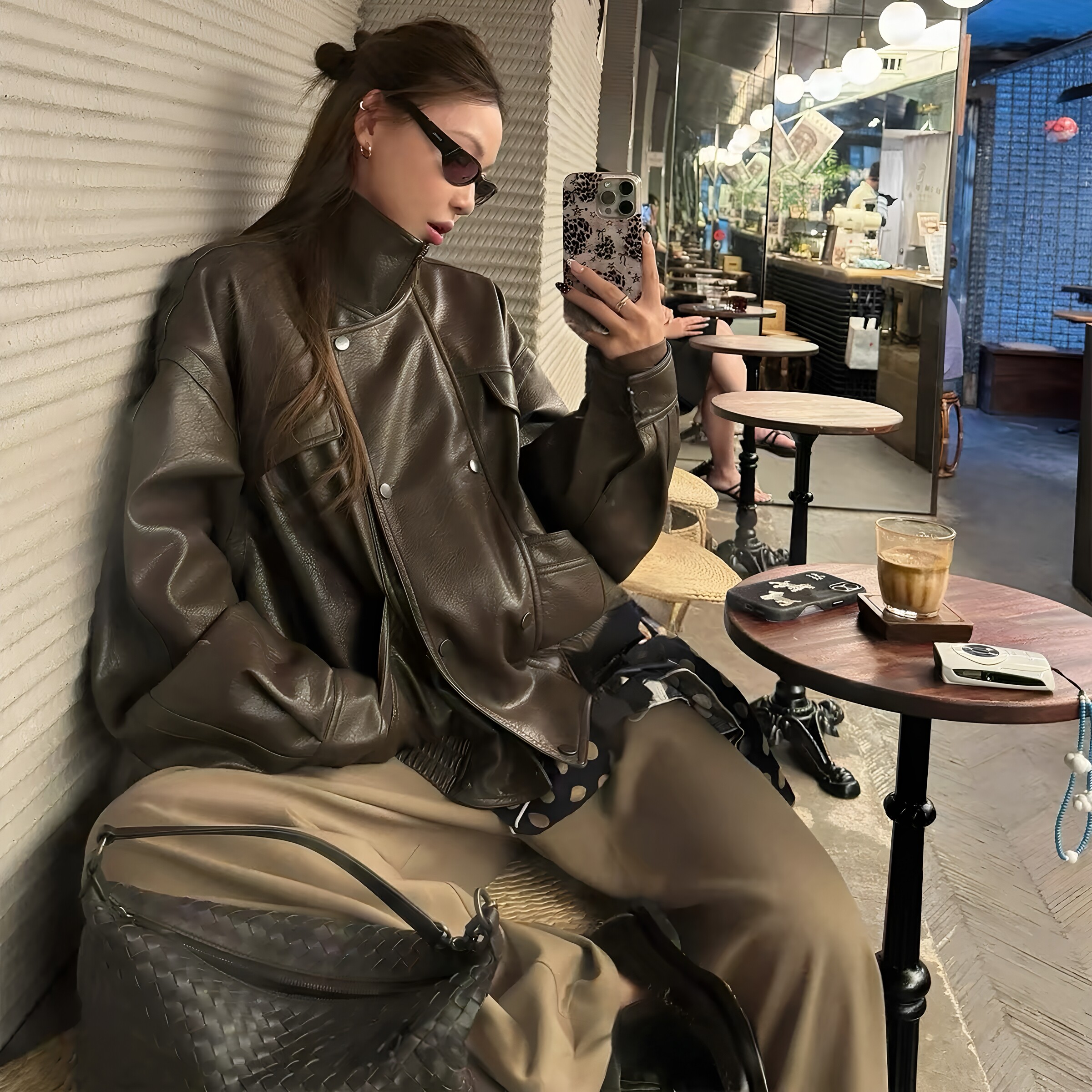 2026新款黑色重工皮衣外套女秋季美式上衣廓形翻领高级感皮夹克