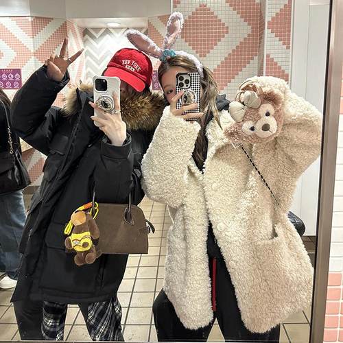 2024冬季新款立领羊羔毛皮草外套女中长款皮毛一体宽松毛毛大衣