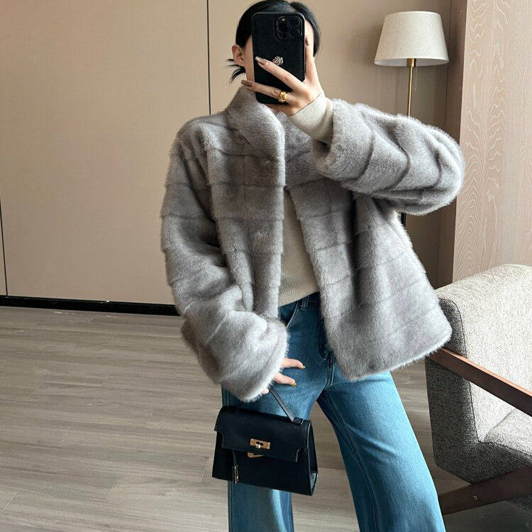 2025冬季仿天鹅绒环保水貂短款上衣皮毛一体帕斯条皮草毛毛外套女,女装/女士精品,皮草,淘宝优惠券,粉丝福利购,淘宝优惠卷