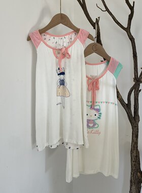 女童睡裙夏季薄款睡衣家居服空调服小女孩睡衣裙淑女吊带裙