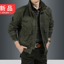 外套送爸爸穿 中款 外衣服中年服 40岁中年男人纯棉夹克衫 春秋薄款