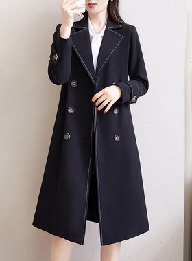 20920胖mm大码外套高端气质风衣双排扣大衣女200斤气质中长款西装