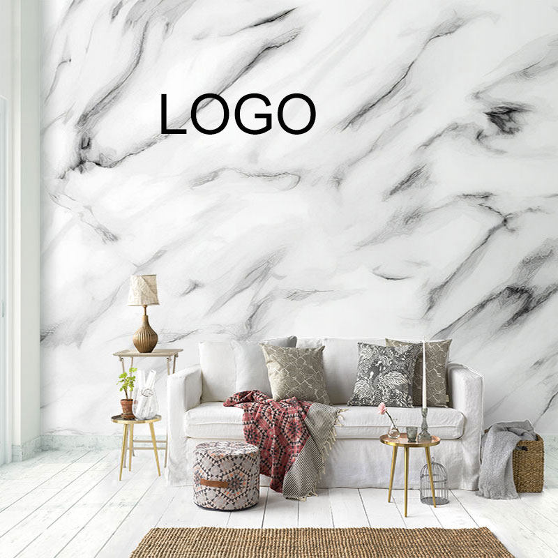 公司前台形象logo墙纸大理石直播带货网红摄影棚服装店背景墙壁布