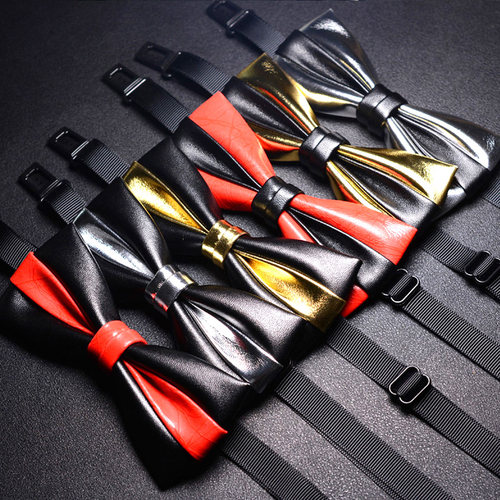 pu男士领结婚礼银色结婚新郎韩版