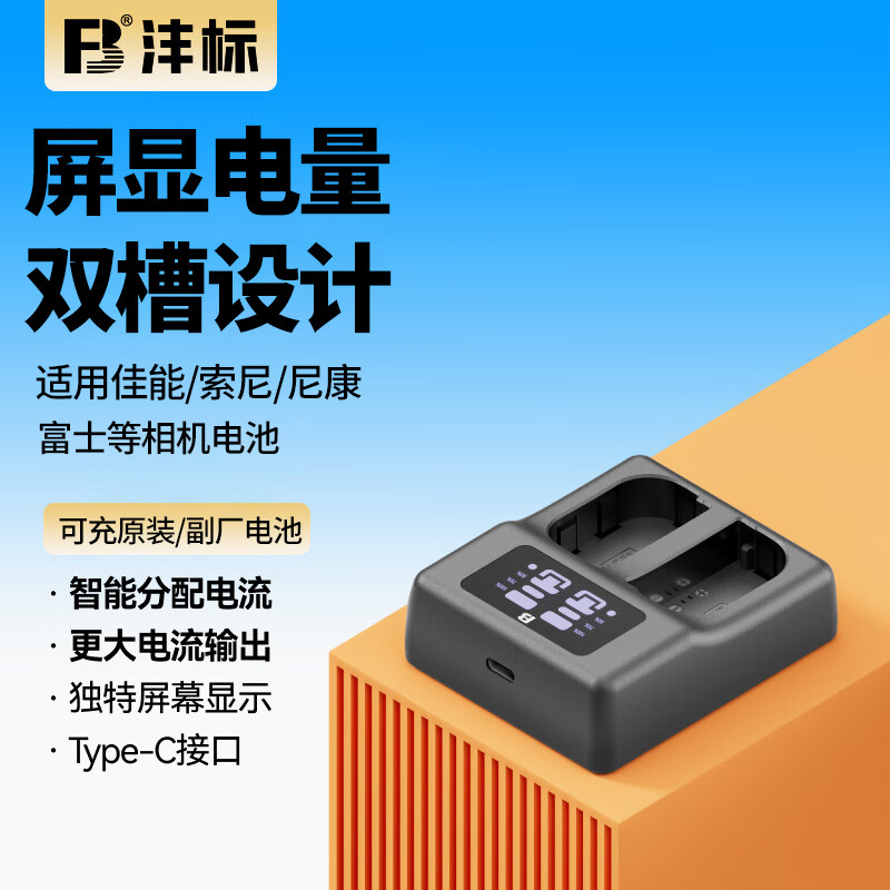 沣标USB屏显双槽充电器图片