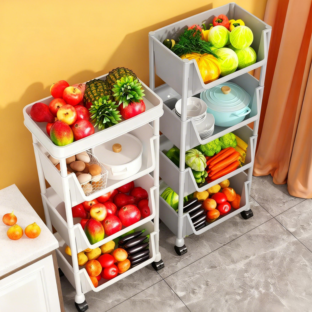 厨房多功能置物架小推车可移动果蔬架落地家用浴室多层收纳储物架