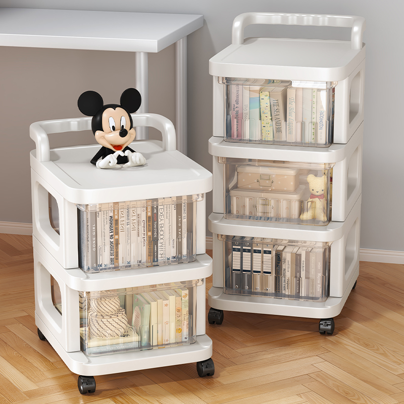 抽屉式零食置物架落地宿舍床边多层小推车客厅可移动玩具收纳架子
