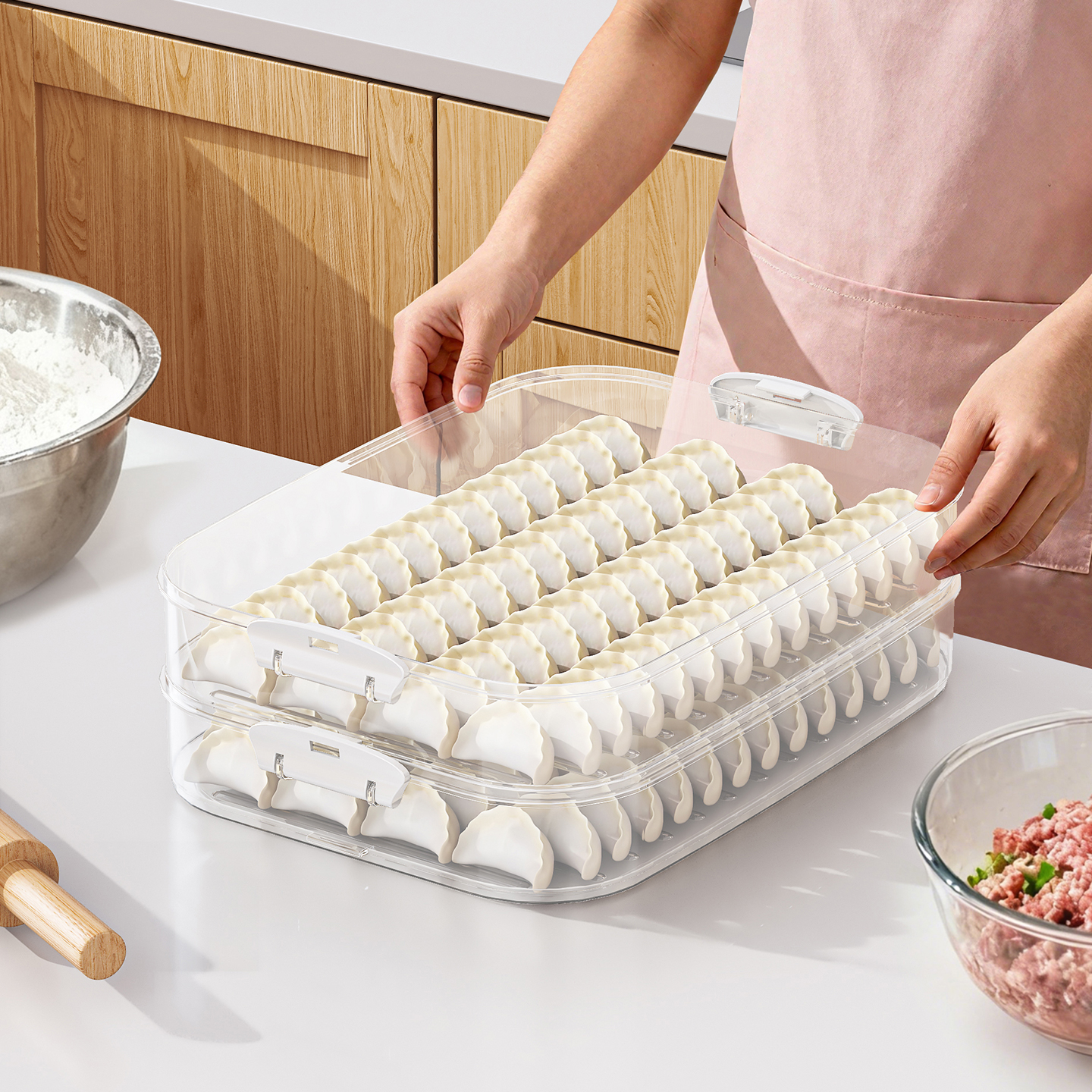 饺子盒食品级家用厨房密封保鲜盒冰箱水饺馄饨速冻收纳盒冷冻专用