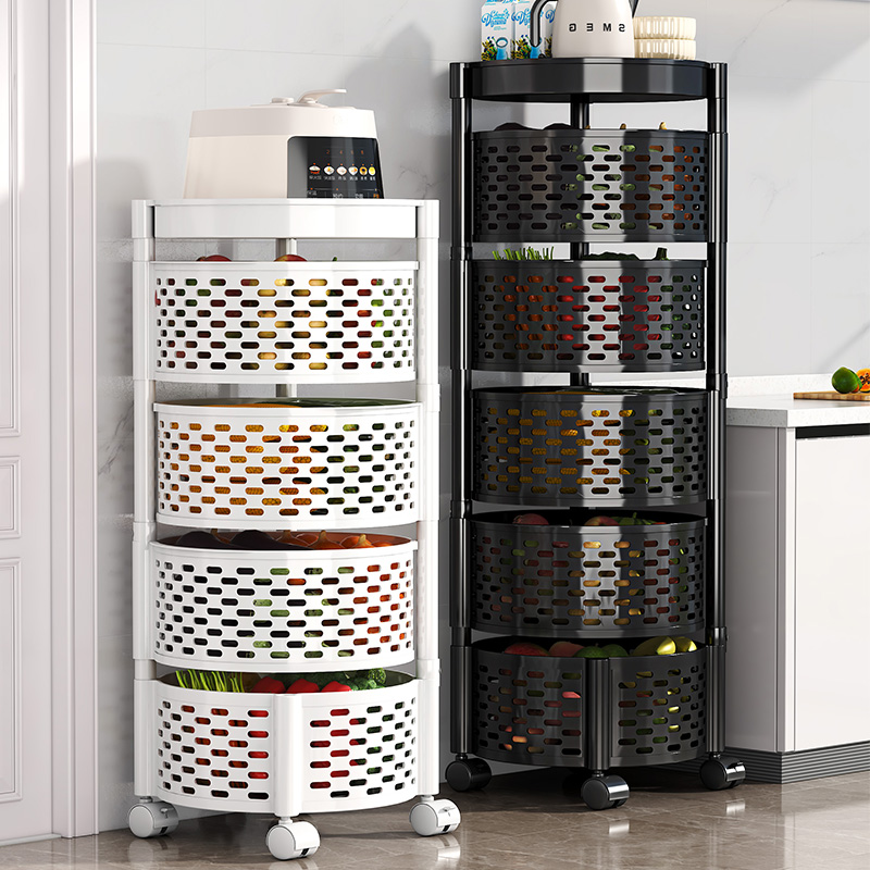 旋转置物架厨房蔬菜落地多层蔬菜放果篮子家用多功能可移动收纳架