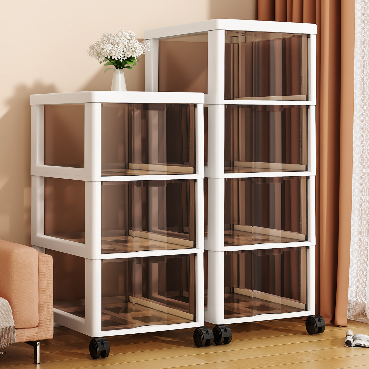 抽屉式多层收纳柜零食置物小推车