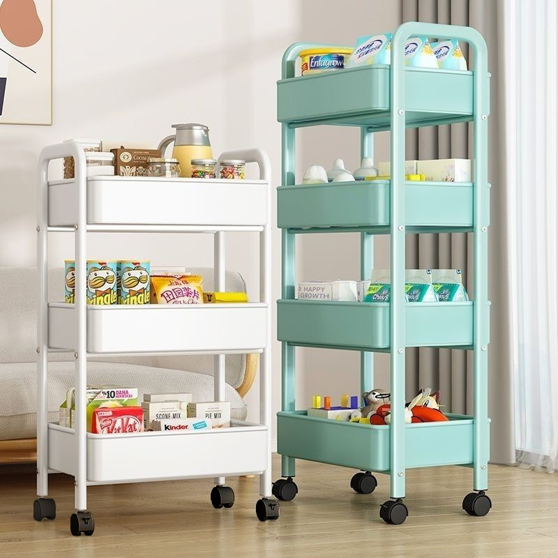 小推车置物架落地多层收纳架家用宿舍客厅卧室储物架可移动零食架