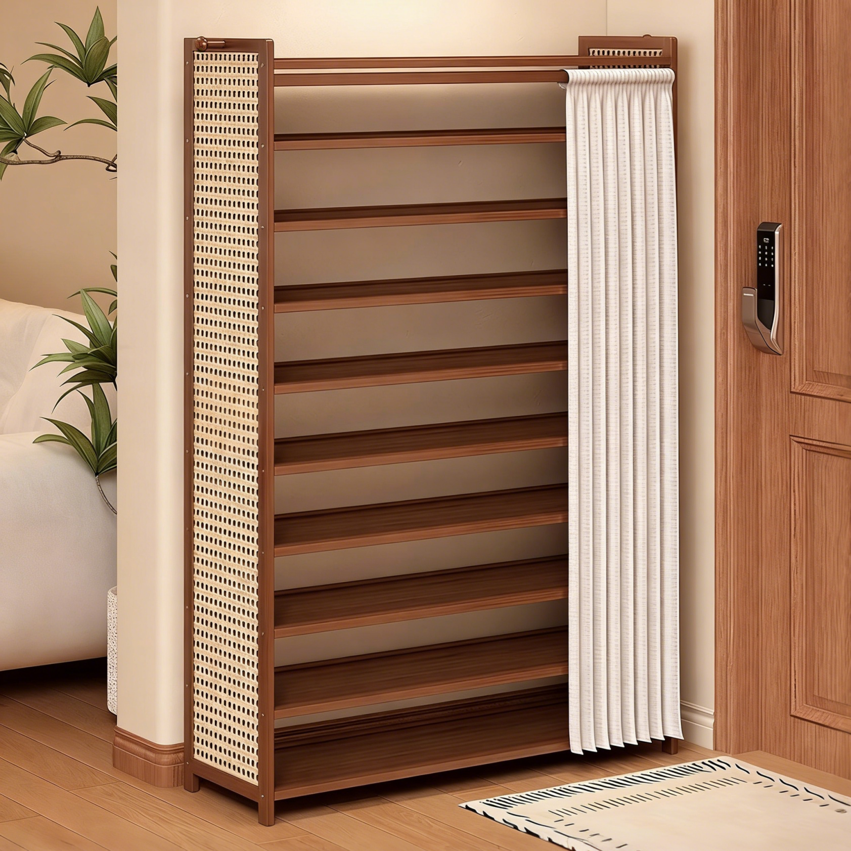 鞋架多层家用入户门口防尘置物架好看出租房用外楼道带帘简易鞋柜,收纳整理,鞋子收纳架,淘宝优惠券,粉丝福利购,淘宝优惠卷