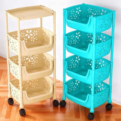 厨房置物架蔬菜水果篮子多层多功能落地带轮夹缝收纳架零食小推车