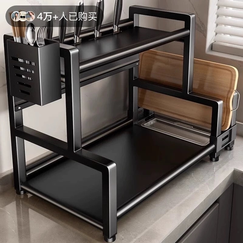 厨房置物架多功能调料品架筷子盐油罐收纳盒台面整理架子粘板刀架