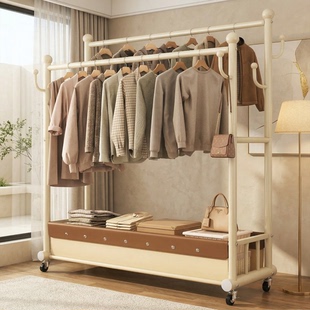 落地挂衣架家用卧室衣帽架房间移动晾衣架2026新款 室内衣服置物架