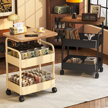 中古零食小推车置物架落地收纳架分层家用客厅边几移动储物架带桌