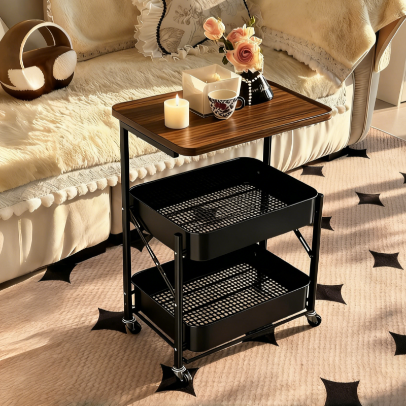 中古折叠小推车置物架落地卧室床头柜收纳零食储物架茶几客厅边几,收纳整理,整理架/置物架/收纳架,淘宝优惠券,粉丝福利购,淘宝优惠卷