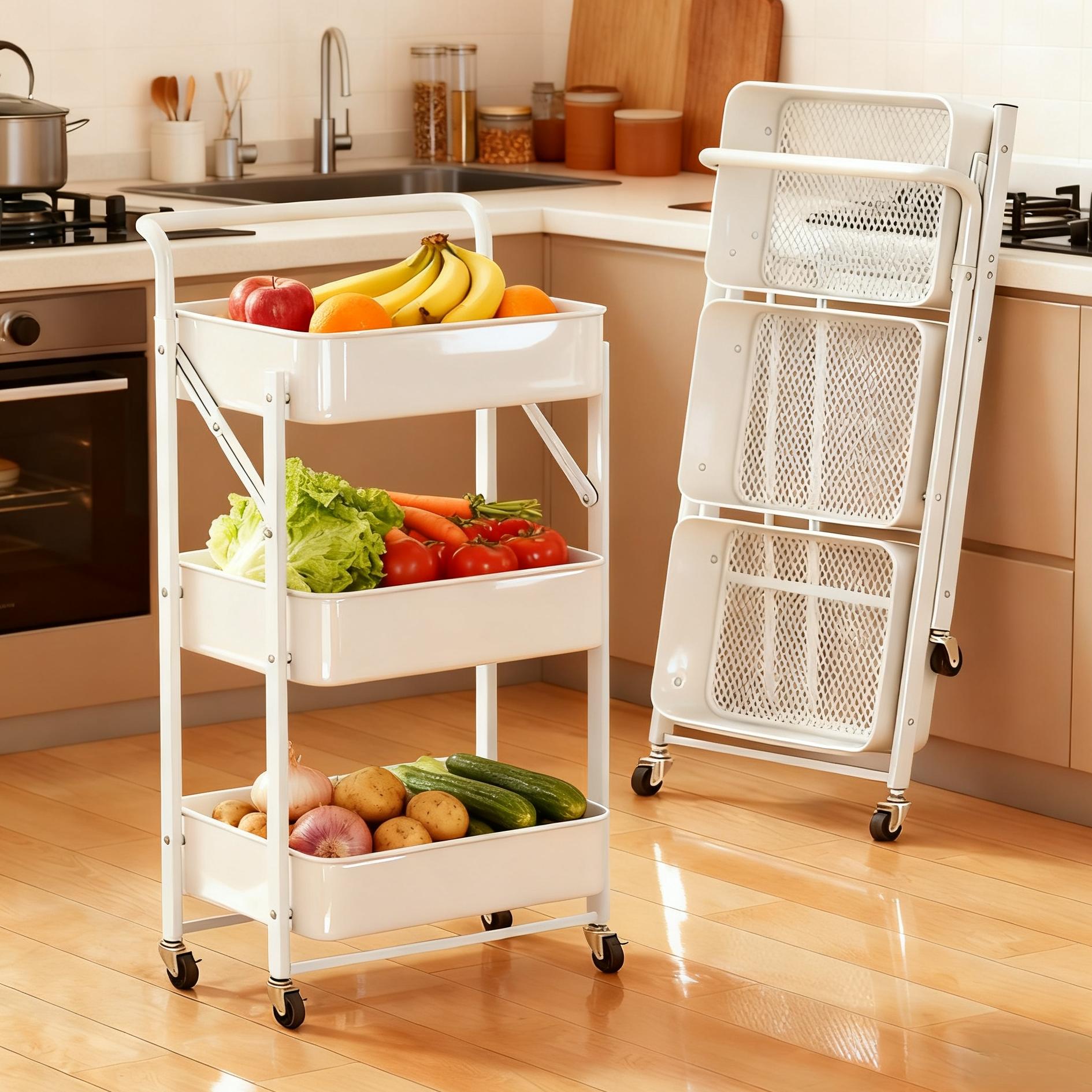 厨房小推车置物架落地多层储物架家用多功能放水果蔬菜篮子收纳架 - 封面