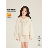 ins高级感蝴蝶结毛衣亮片包臀裙 2025新款 Amybaby女童套装 冬季