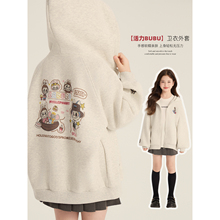 Amybaby女童上衣秋季2025新款秋冬洋气连帽LABUBU印花卫衣