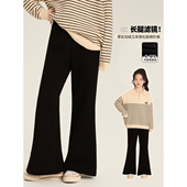 Amybaby女童裤 简约百搭加绒立体显瘦宽松微喇裤 子冬季 2025新款