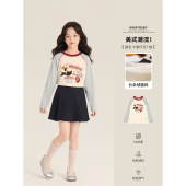 Amybaby女童上衣春季 休闲风韩系可爱卡通印花百搭T恤 2026新款