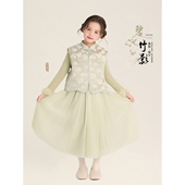 新中式 2025新款 提花马甲拼接打底网纱裙 冬季 Amybaby女童套装