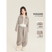 上衣外套休闲裤 Amybaby女童套装 小众别致百搭短款 2026新款 春季