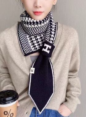 千鸟格毛线针女百搭时尚